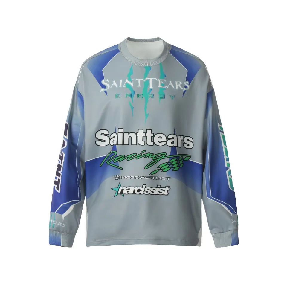 Saint michael tears all-over printed long-sleeved vintage autumn and winter T-shirt Style number: 116 Size: M L XL Wholesale price: 136 Color: blue yellow